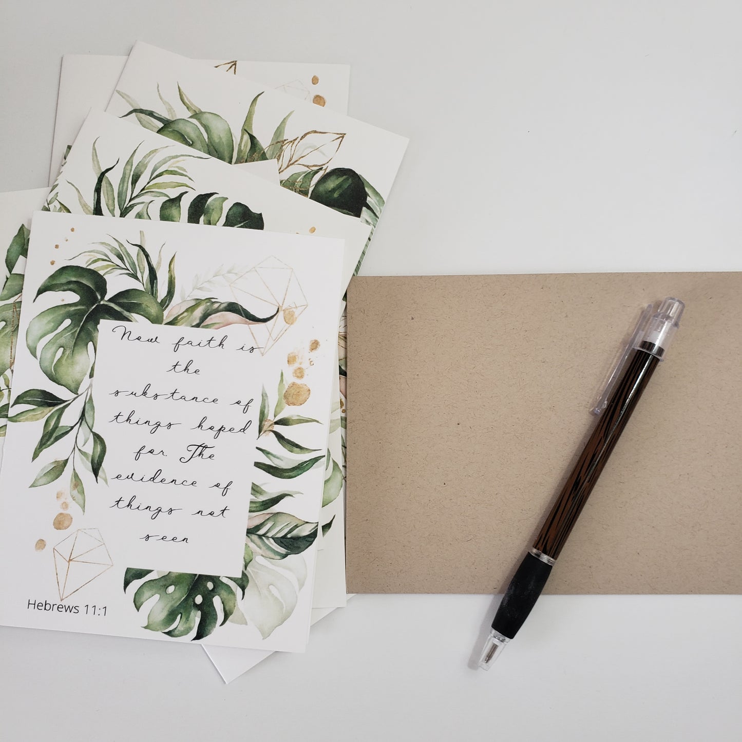 Bible Verse Greeting Cards In Botanical Watercolor Print