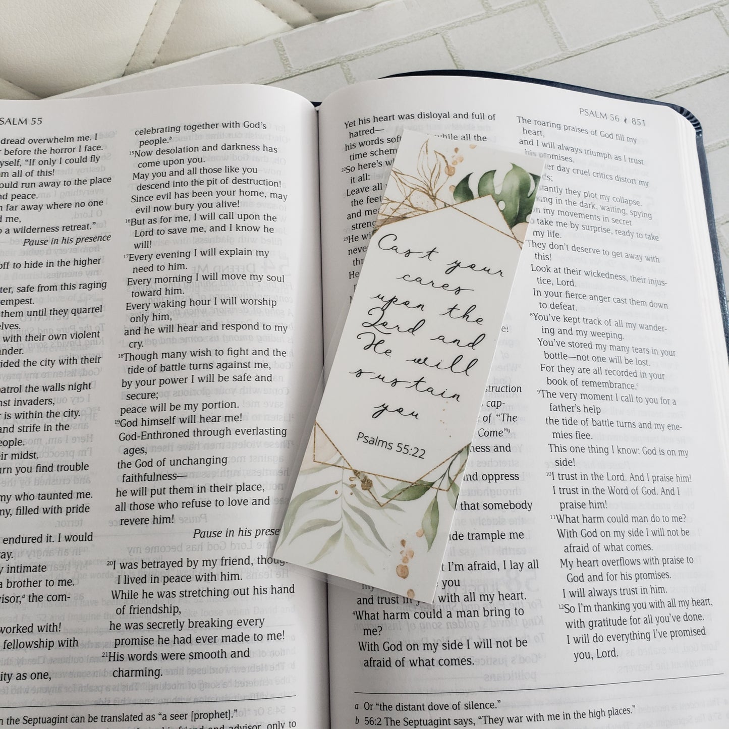 Bible Verse Bookmarks In Green Botanical Print