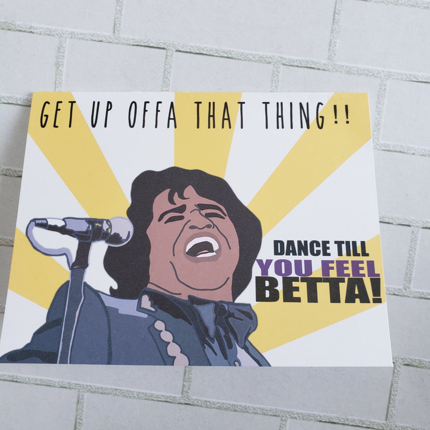 Funny Get Well Card, Encouragement Card, James Brown, Get Up Offa That Thing, Funny Card, Hand Drawn Print
