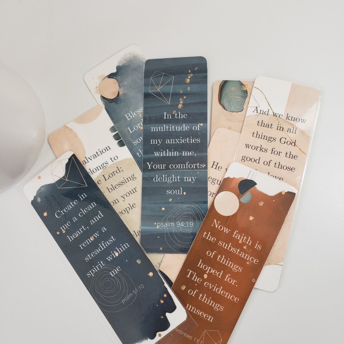 Bible Bookmarks In Minimalist Abstract Modern Design In Laminated For Book Lovers And Bible Memory Cards