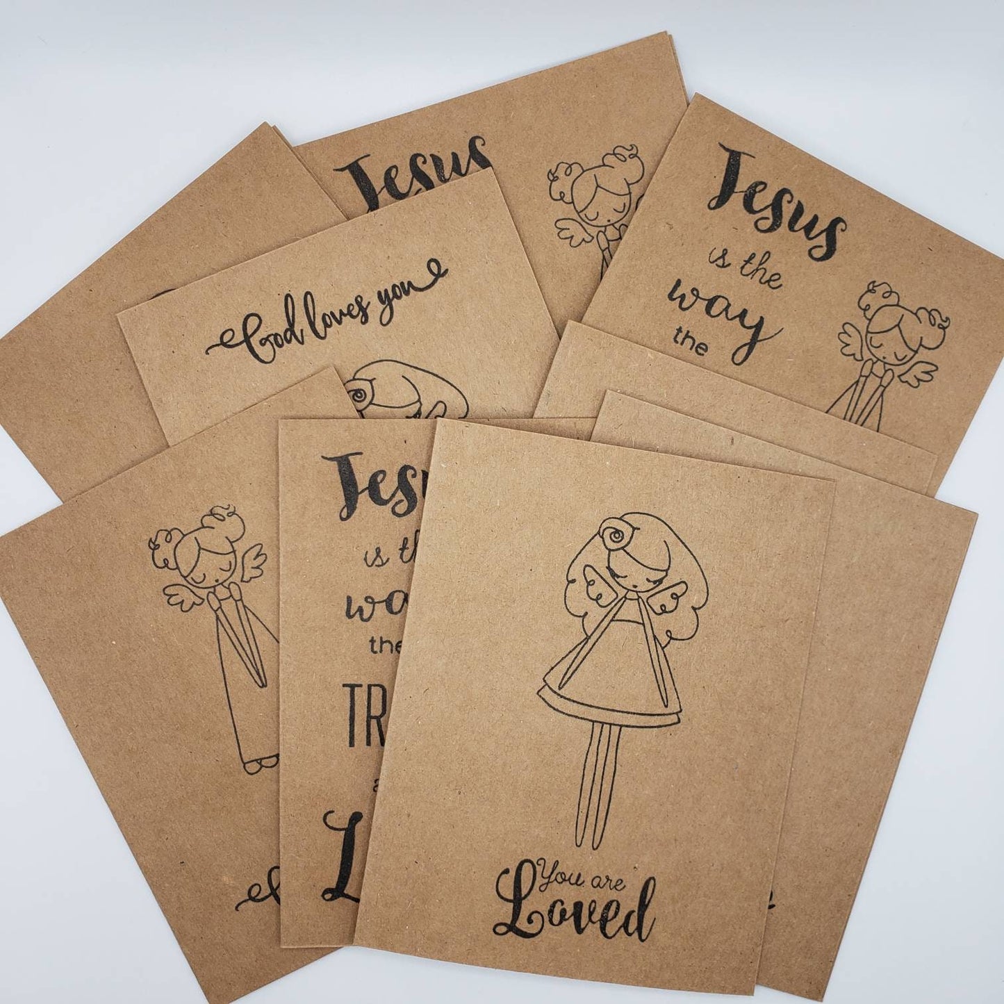 Girls Greeting Card Set Of 10 Kraft Cards With White Blank Inserts Coloring Cards for Girls Bible Based Message