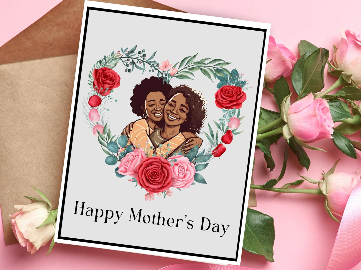 Black Mother's Day Card, Mother's Day Card, Mom And Daughter Mother's Day Card, Greeting Card, African American Mother's Day Card