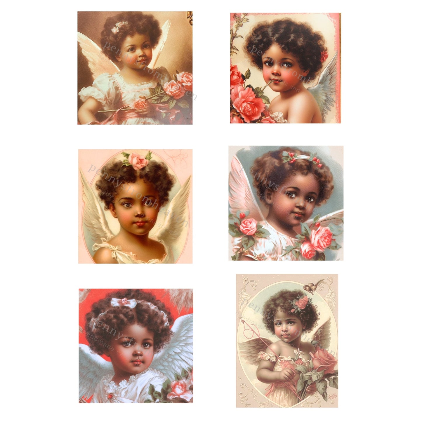 Black Ephemera Vintage Cupids, African American Angel Cherubs for Scrapbooking, Junk Journaling, Art Project Decoupage, Diverse Image Prints