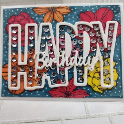 Sequined Happy Birthday Card