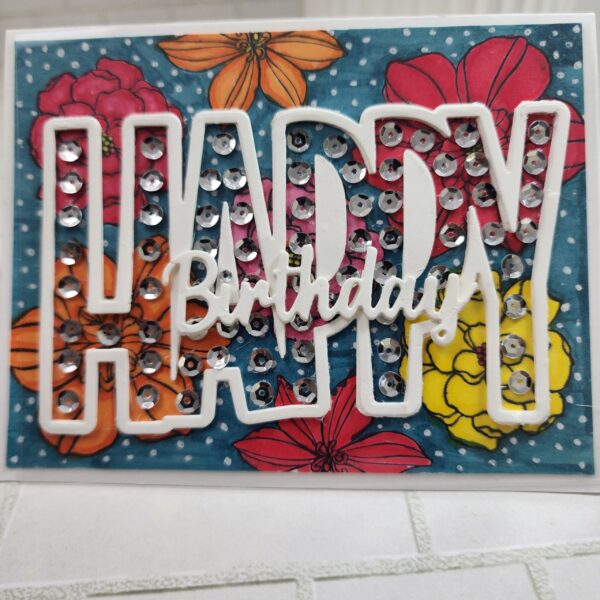 Sequined Happy Birthday Card