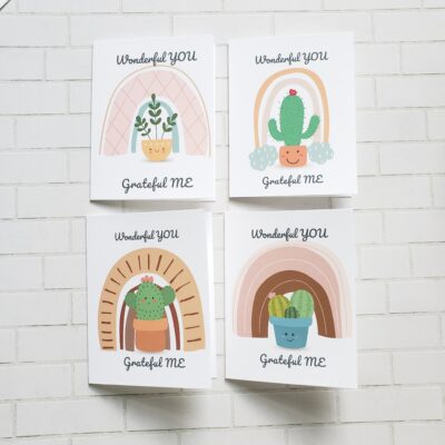 Set of 4 Thank You Notecards
