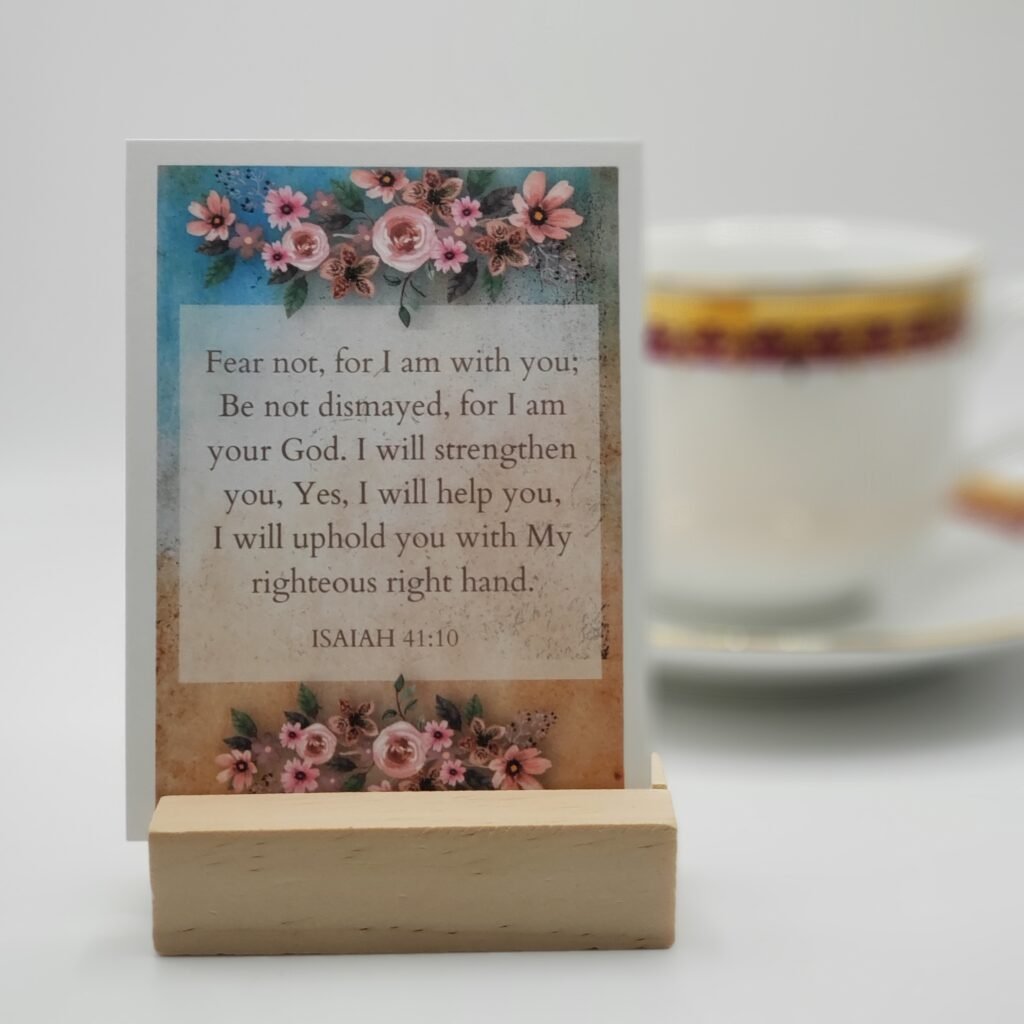 Vintage Floral Scripture Memory Cards With Wooden Stand