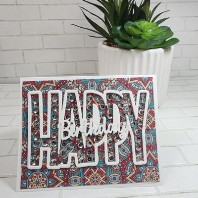 Sequined Happy Birthday Card w/Patterned Paper
