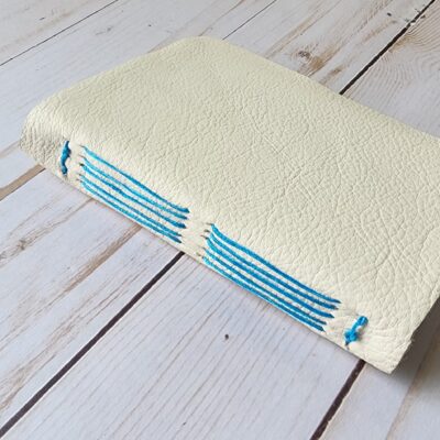 White Leather Hand Stitched Journal