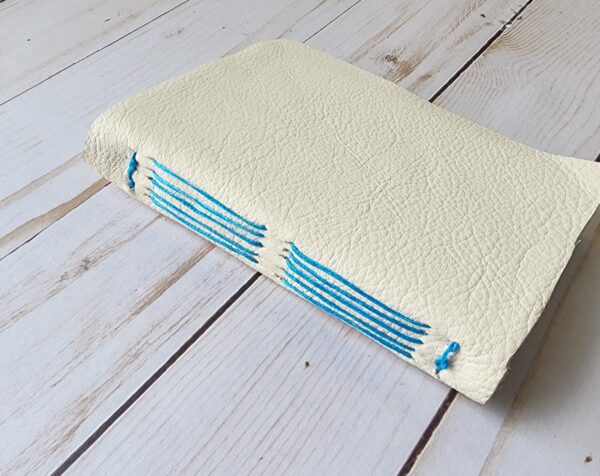 White Leather Hand Stitched Journal