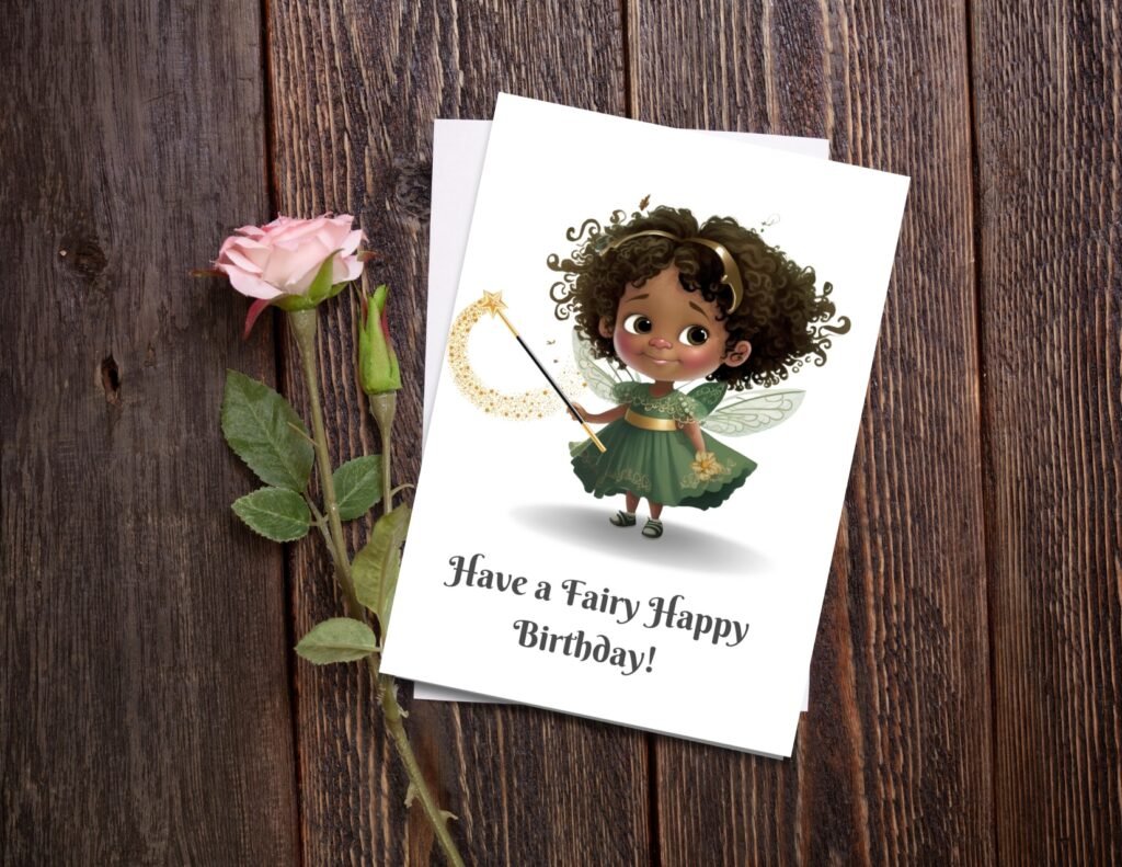 African American Fairy Birthday Card, Little Girl