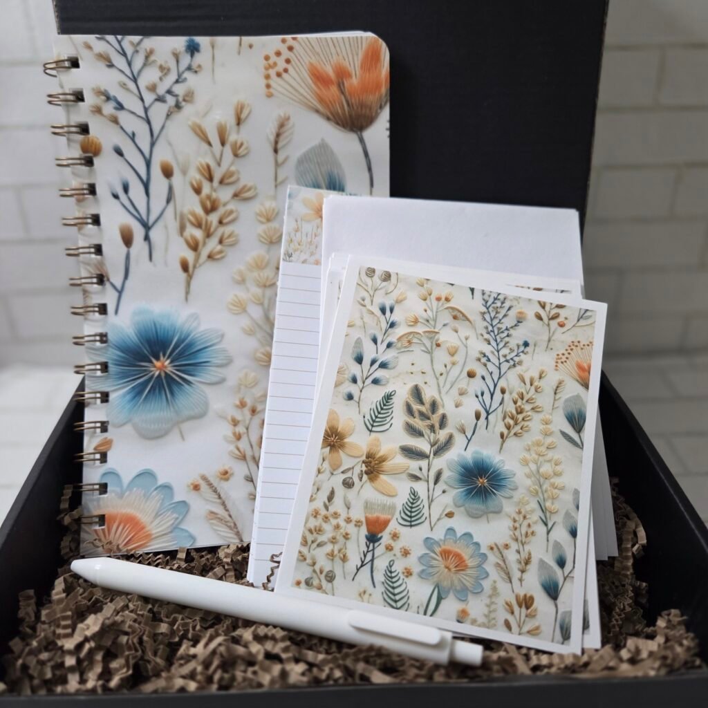 Blue Floral Stationery Set