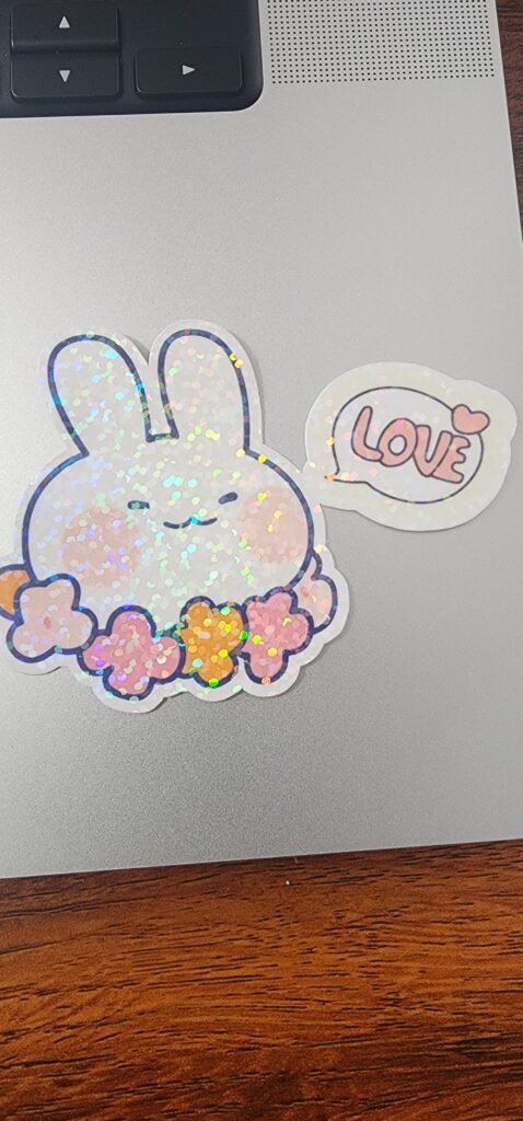 Holographic Water Resistant Bunny Rabbit Sticker, Easter Laptop Tumbler Sticker