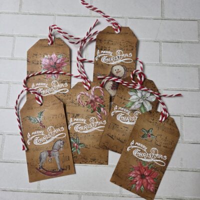Handmade Christmas Gift Tags Vintage Junk Journal Style