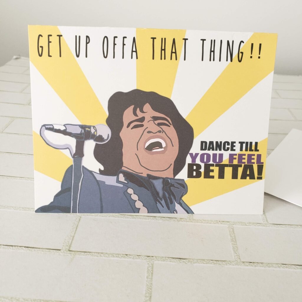 Funny James Brown Get Well Card, Hand Drawn Encouragement Card