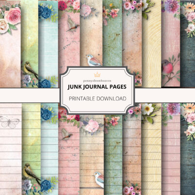 Lined And Blank Junk Journal Pages, Printable Paper, Book, Digital Kit, Ephemera, Vintage, Download